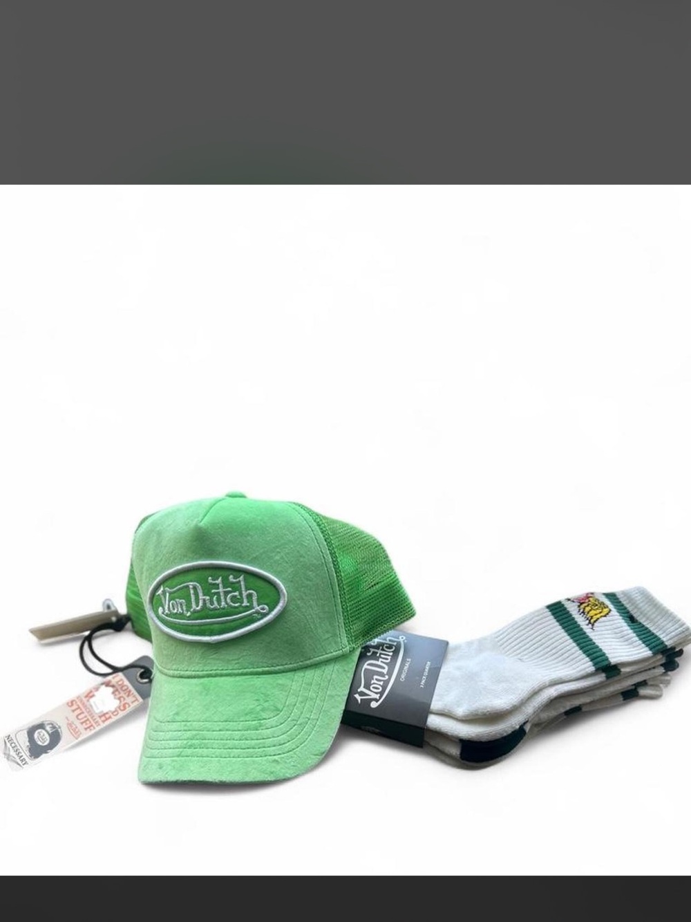 NWT Von Dutch trucker hat & 3 pack sock set.